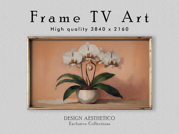 Frame TV Art: White Orchid | Floral Wall Art | 4K Fine Artwork | Digital Download + BONUS | CanvasTV