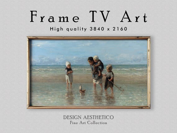 Frame TV Art: Children of the Sea | Vintage Seascape Oil Painting | Fine Art & Home Decor | Jozef Israëls | Instant Digital Download + BONUS