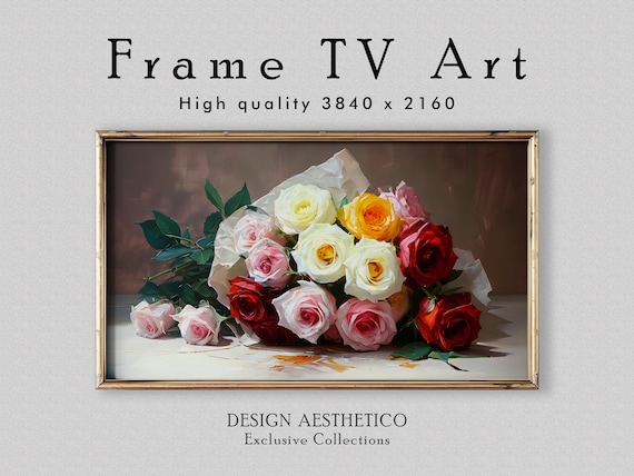Frame TV Art: Rose Bouquet Painting | Home Decor & Wall Art | 4K High Resolution Artwork | CanvasTV | Digital Download + BONUS