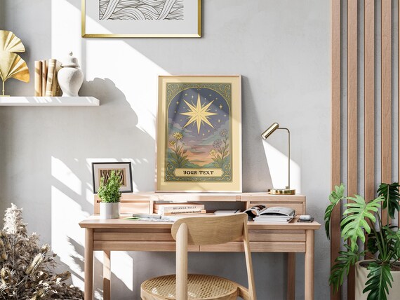 PERSONALIZED Printable Tarot Card Wall Art, Retro Astrology The Star Poster, Vintage Boho Mysical Print, Custom Home Decor, Digital Download