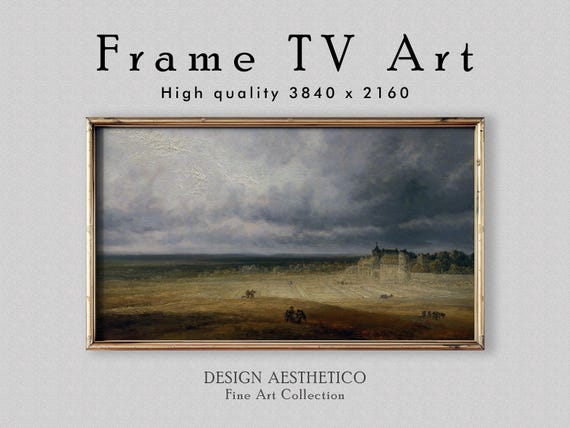 Frame TV Art: Plowed Field and a Village | Vintage Landscape Drawing | Fine Art & Home Decor | Instant Digital Download + BONUS | CanvasTV