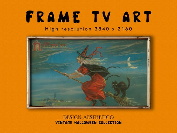 Frame TV Art: Vintage Halloween Postcard "Hallowe'en" | Unique Spooky Fall Decor | Instant Digital Download + BONUS | CanvasTV