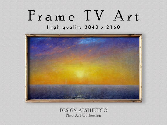 Frame TV Art | Vintage Landscape Oil Painting | Sunset on the Sea | Fine Art & Home Decor | Instant Digital Download + BONUS | CanvasTV