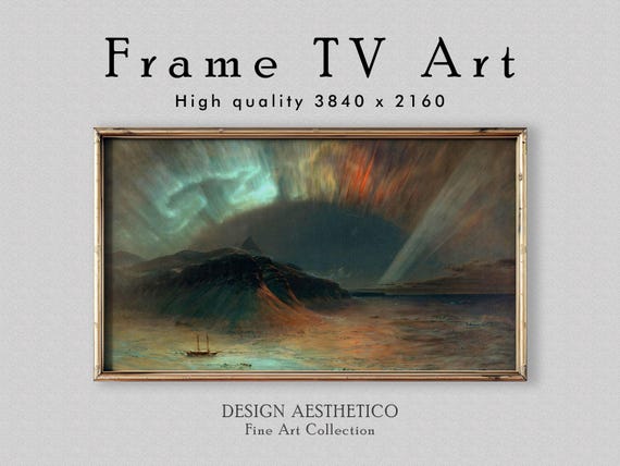 Frame TV Art: "Aurora Borealis" | Landscape Oil Painting on Canvas | Home Decor | Vintage Fine Art | Digital Download + BONUS | CanvasTV