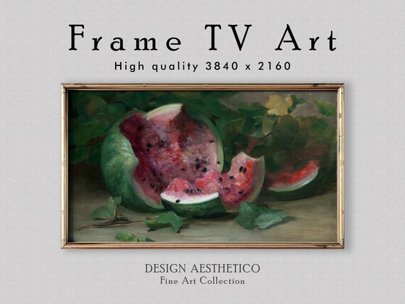 Frame TV Art: Cracked Watermelon Still Life Painting | Oil on Canvas | Fine Art and Home Decor | Instant Digital Download + BONUS | CanvasTV