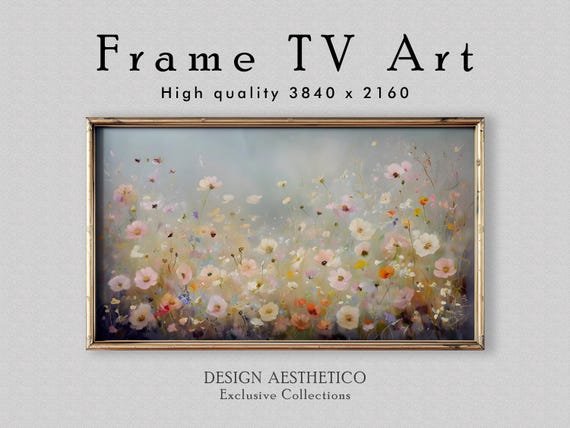 Frame TV Art: Pastel Wildflower Meadow | Spring Home Decor & Floral Wall Art | Oil Painting | CanvasTV | Digital Download + BONUS