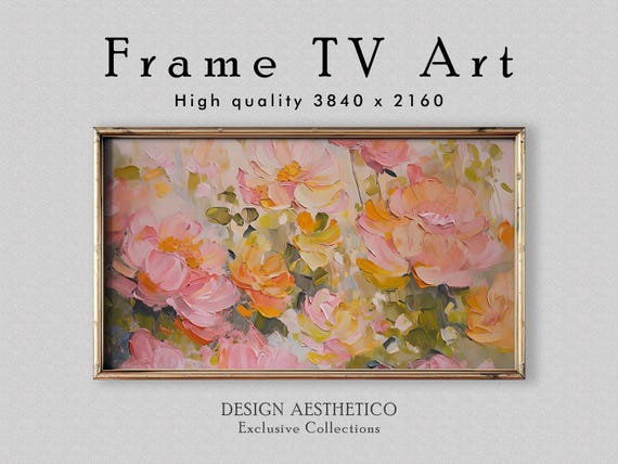 Frame TV Art: Textured Floral Oil Painting | Spring Home Decor | Impressionism Wall Art | Fine Artwork | CanvasTV | Digital Download +BONUS