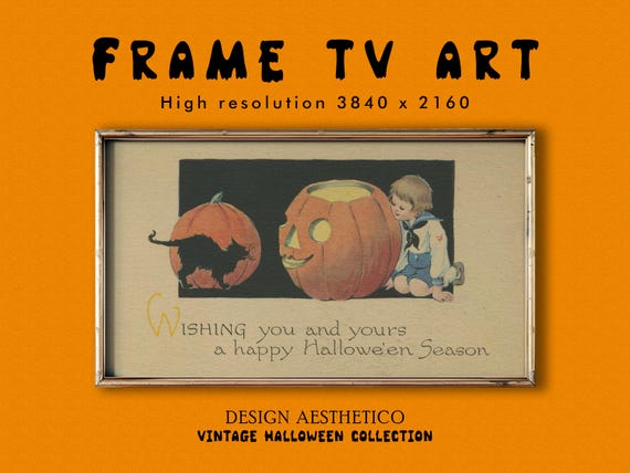 Frame TV Art: Vintage Halloween Postcard "Happy Hallowe'en Season" | Unique Spooky Fall Decor | Instant Digital Download + BONUS | CanvasTV