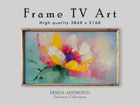 Frame TV Art: Impressionistic Bloom | Floral Wall Art Decor | Textured Oil Painting | High Resolution Artwork | Digital Download | CanvasTV