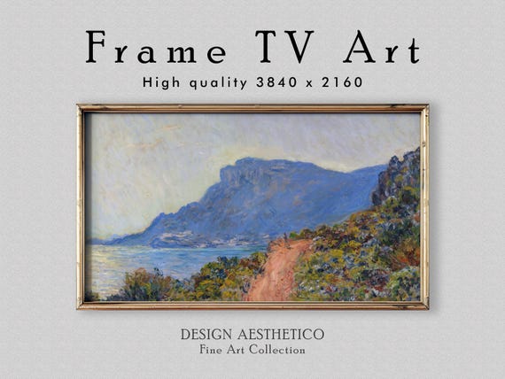 Frame TV Art: La Corniche near Monaco by Claude Monet | Vintage Landscape Oil Painting | Fine Art & Home Decor | Digital Download + BONUS