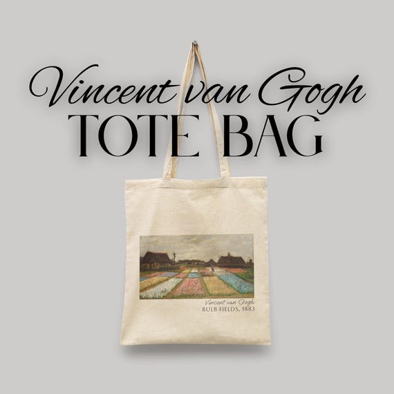 The van Gogh Tote Bag – "Bulb Fields" 1883 Painting | Vintage Art Print Canvas Bag | Eco-Friendly Gift Tote for Art Lovers