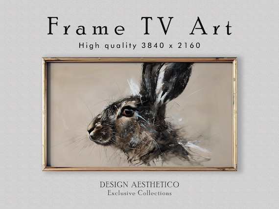 Frame TV Art: Hare | Easter Decor & Minimialist Wall Art | Rabbit Charcoal Sketch | Animal Art | CanvasTV | Instant Digital Download
