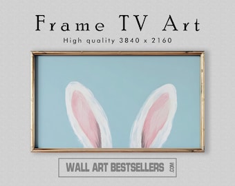 Easter Bunny Rabbit Ears, Frame TV Art, Pastel Blue & Pink (Digital Download + BONUS)