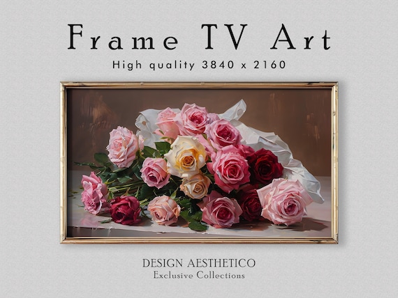 Frame TV Art: Rose Bouquet Painting | Home Decor & Wall Art | 4K High Resolution Artwork | CanvasTV | Digital Download + BONUS