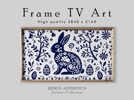 Frame TV Art: Chinoiserie Easter Bunny | Wall Art & Easter Decor | 4K High Resolution Artwork | CanvasTV | Instant Digital Download + BONUS