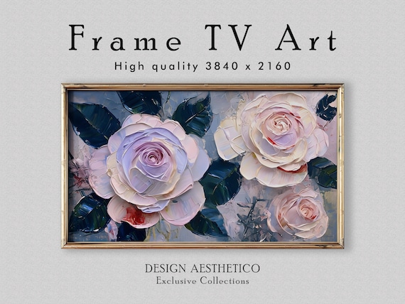 Frame TV Art: Textured Rose Painting | Purple Pink Home Decor & Wall Art | 4K High Resolution Artwork | CanvasTV | Digital Download + BONUS