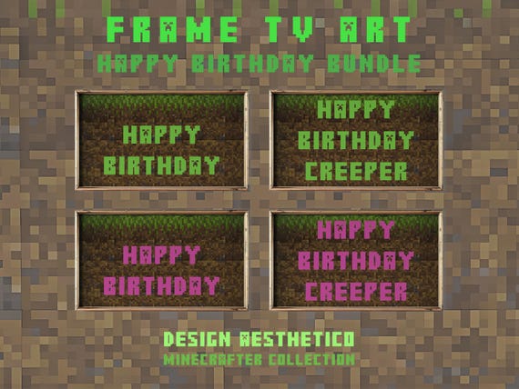 Frame TV Art: Minecrafter Happy Birthday Bundle | Custom Party Decor & Kids Birthday for Boy or Girl | CanvasTV | Instant Digital Download
