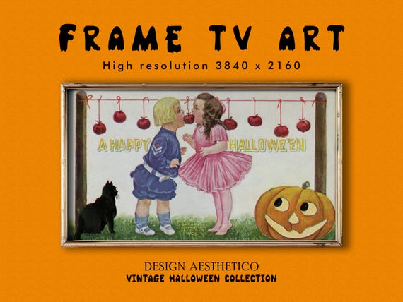 Frame TV Art: Vintage Halloween Postcard "A Happy Hallowe'en" | Unique Spooky Fall Decor | Instant Digital Download + BONUS art | CanvasTV