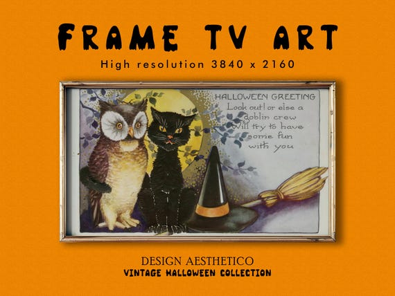 Frame TV Art: Vintage Halloween Postcard "Hallowe'en Greeting" | Unique Spooky Fall Decor | Instant Digital Download + BONUS | CanvasTV