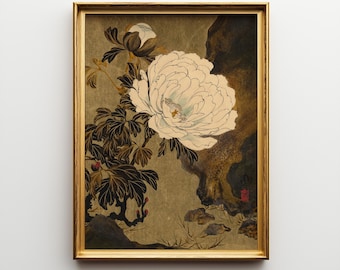 Peônias da Primavera, Arte de Parede para Imprimir, Belas Artes, Decoração de Casa de Campo, Pintura Neutra, Impressão Japonesa