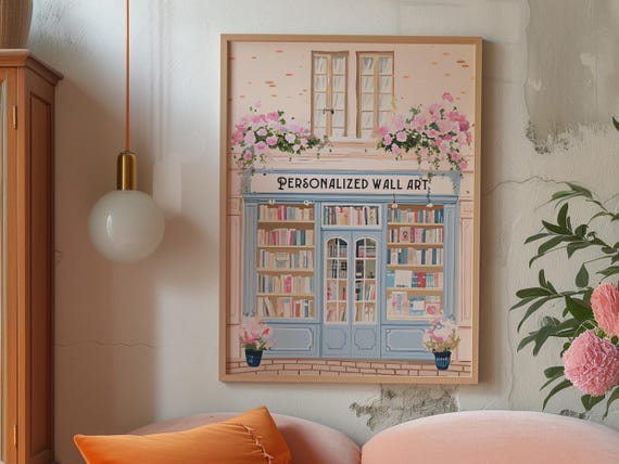 PERSONALIZED Bookshop Printable Wall Art, Bookish Gift, Library and Home Decor, Book Lover Gift, Cottagecore, Print at Home