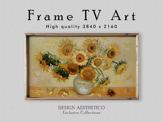 Frame TV Art: Van Gogh Sunflowers | Floral Still Life Oil Painting | Vintage Fine Wall Art | 4K Artwork | Digital Download +BONUS | CanvasTV
