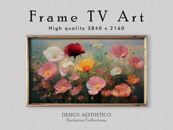 Frame TV Art: Vibrant Poppy Field | Floral Wall Art Decor | Oil Painting | 4K High Resolution Artwork | Digital Download + BONUS | CanvasTV