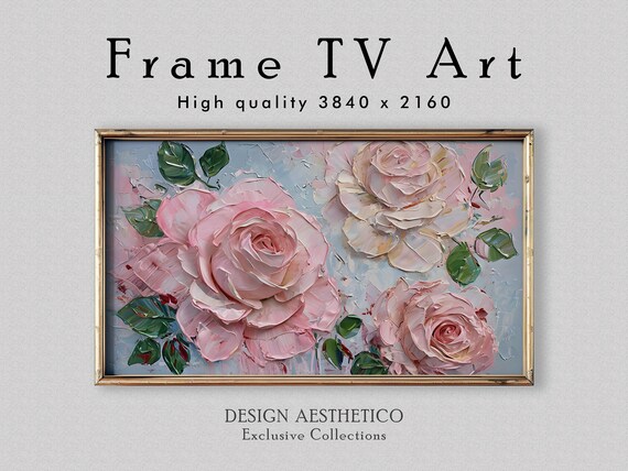 Frame TV Art: Textured Rose Painting | Home Decor & Wall Art | 4K High Resolution Artwork | CanvasTV | Digital Download + BONUS
