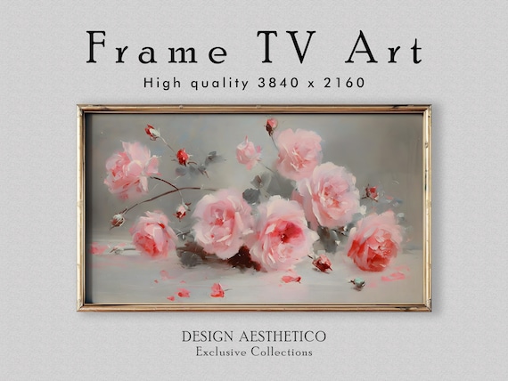 Frame TV Art: Pink Roses in Bloom | Floral Oil Painting | Home Decor & Wall Art | 4K High Resolution | CanvasTV | Digital Download + BONUS