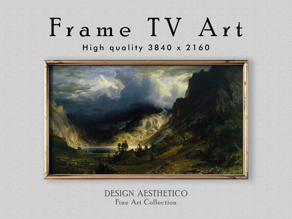 Frame TV Art: Landscape Oil Painting on Canvas | "A Storm in the Rocky Mountains" | Home Decor Fine Art | Digital Download +BONUS | CanvasTV