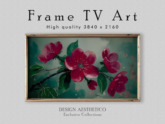 Frame TV Art: Vibrant Red Flowers | Floral Wall Art Decor | Textured Oil Painting | 4K High Resolution Artwork | Digital Download | CanvasTV