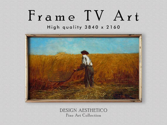 Frame TV Art | Vintage Oil Painting | Farmer Harvesting Wheat | Fine Art & Home Decor | Instant Digital Download + BONUS | CanvasTV