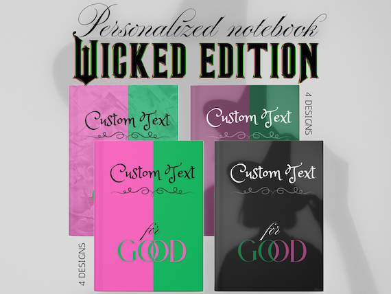 Wicked-Inspired Personalized Journal, Custom Notebook | Pink & Green For Good | Magical Gift for Fans | Custom Text, Birthday Gift For Her