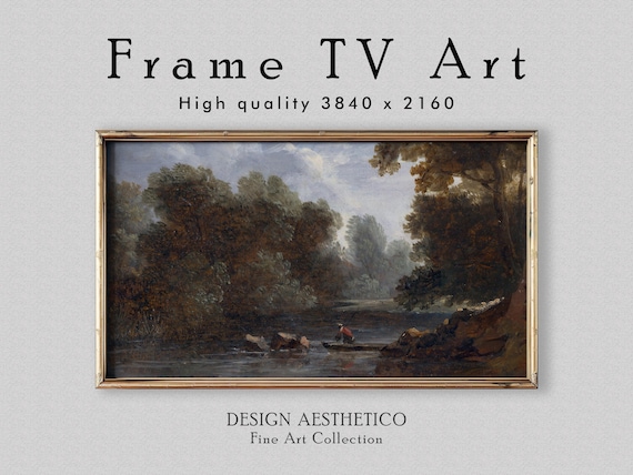 Frame TV Art: A Wooded River Landscape | Vintage Landscape Oil Painting | Fine Wall Art & Home Decor | Instant Digital Download | CanvasTV