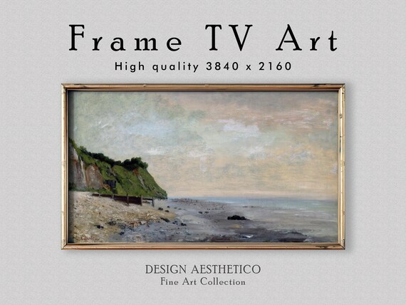 Frame TV Art: Cliffs on the Sea Coast | Vintage Beach Landscape Oil Painting | Fine Art & Home Decor | Digital Download + BONUS | CanvasTV