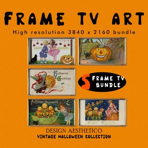 Frame TV Art Bundle: Vintage Halloween Postcards | Unique Spooky Fall Decor | Black Cats, Pumpkins | Instant Digital Download | CanvasTV