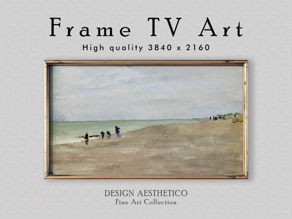 Frame TV Art: "Opal Beach" | Watercolor Vintage Painting | Fine Art | Digital Download + BONUS | CanvasTV