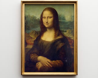 Printable Wall Art, Mona Lisa Print, Vintage Fine Art, Leonardo Da Vinci Portrait, Digital Download