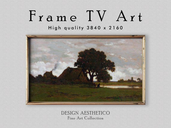 Frame TV Art: Chaumières, Near the Pond | Oil Painting on Canvas | Home Decor | Vintage Fine Art | Digital Download + BONUS | CanvasTV