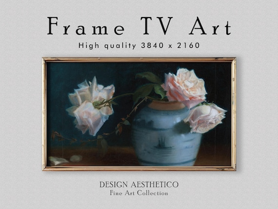 Frame TV Art: Roses in a Vase | Still Life Floral Oil Painting | Fine Art & Home Decor | Instant Digital Download + BONUS | CanvasTV