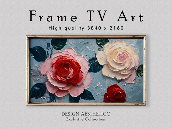 Frame TV Art: Textured Rose Painting | Home Decor & Wall Art | 4K High Resolution Artwork | CanvasTV | Digital Download + BONUS