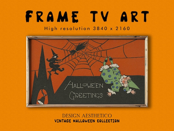 Frame TV Art: Vintage Halloween Postcard "Hallowe'en Greetings" | Unique Spooky Fall Decor | Instant Digital Download + BONUS | CanvasTV