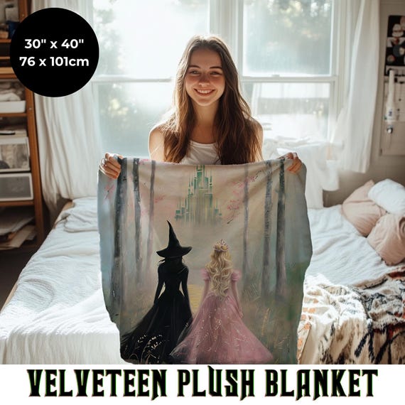 Wicked-Inspired Velveteen Throw Blanket, Minky Fleece | Gift for Her | Birthday Present | Kids Bedroom, For Good Movie