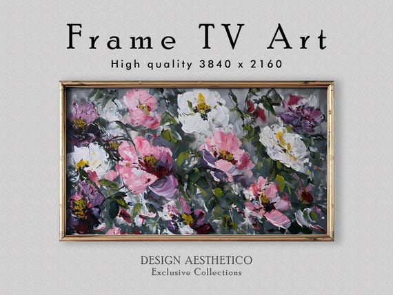 Frame TV Art: Textured Floral Oil Painting | Impressionistic Wall Art | 4K Fine Artwork | Digital Download + BONUS | CanvasTV