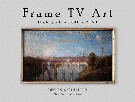 Frame TV Art: "High Bridge, New York" | Vintage Landscape Oil Painting | Fine Art & Home Decor | Instant Digital Download + BONUS | CanvasTV