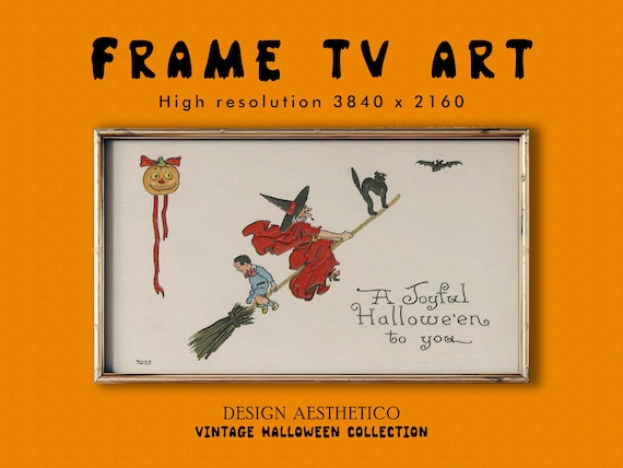 Frame TV Art: Vintage Halloween Postcard "A Joyfull Hallowe'en To You" | Unique Spooky Fall Decor | Digital Download + BONUS | CanvasTV