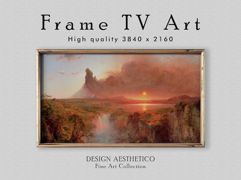 Frame TV Art | Landscape Oil Painting on Canvas: "Cotopaxi" | Home Decor & Fine Wall Art | Digital Download +BONUS | CanvasTV