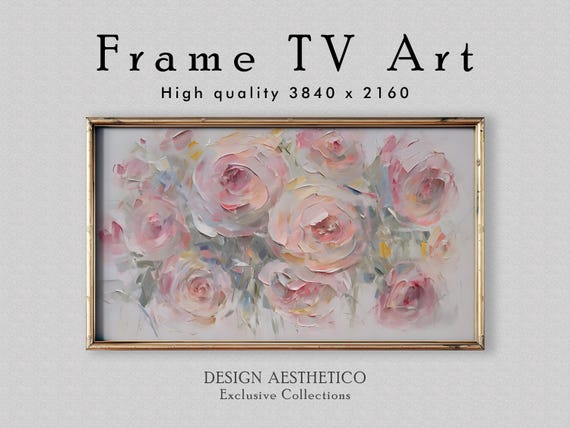 Frame TV Art: Textured Pink Rose Painting | Home Decor & Wall Art | 4K High Resolution Artwork | CanvasTV | Digital Download + BONUS