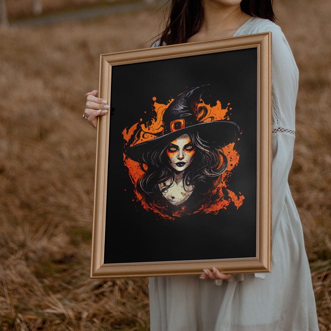 Witch Printable Wall Art, Halloween Art Print Downloadable, Minimalist ...