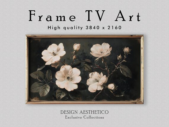 Frame TV Art: Elegant Wild Roses | Floral Wall Art & Home Decor | Vintage Oil Painting | CanvasTV | High Resolution Digital Download